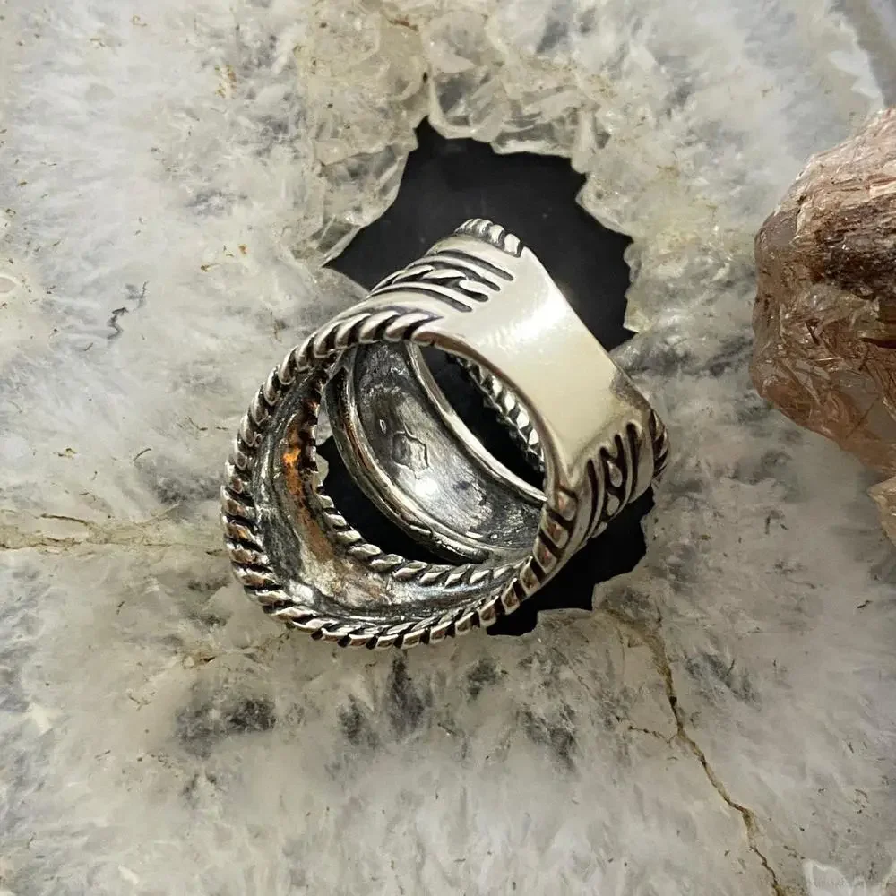 Carolyn Pollack Vintage Sterling Silver Decorated Ropes & Bands Ring For Women - Picture 7 of 10